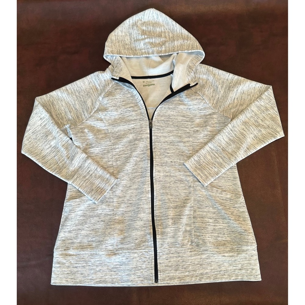 Tek Gear Womens XL Gray Space Dye Full Zip Hoodie Thumbhole Activewear Jacket